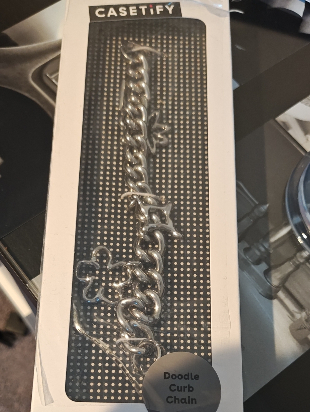Casetify Silver Doodle Curb Chain Phone Strap